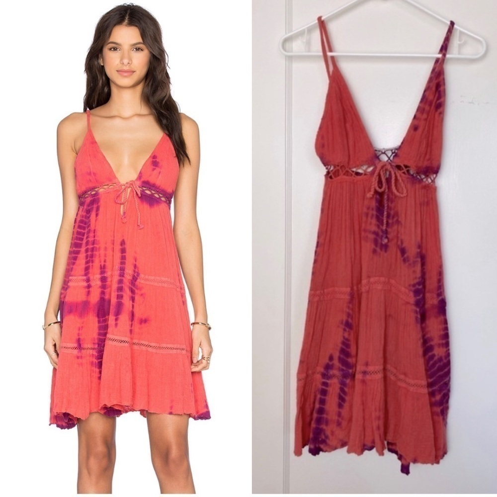 Jen’s PIRATE BOOTY Evangeline Dress in Coral & Orchid Fold Tie Dye size small